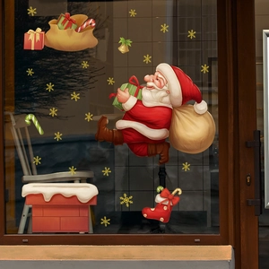 Stickers de Noël Père Noël pour vitres et fenêtres, décoration de fête festive intérieure