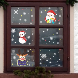 Kit stickers fenêtre Noël avec motifs Père Noël, bonhomme de neige et renne mignon