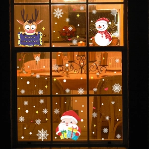 Stickers de Noël électrostatiques avec Père Noël, renne et bonhomme de neige sur vitre