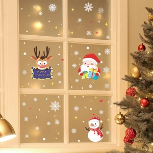Stickers de Noël pour fenêtres avec Père Noël, renne et bonhomme de neige pour la maison