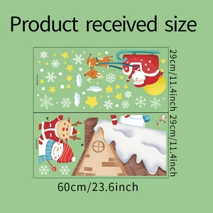 Detailed sheet layout of Santa Claus and reindeer Christmas window stickers in 29x60cm