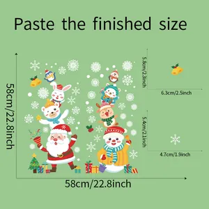Size guide for Christmas window decals showing finished dimensions of 58x58cm with motifs