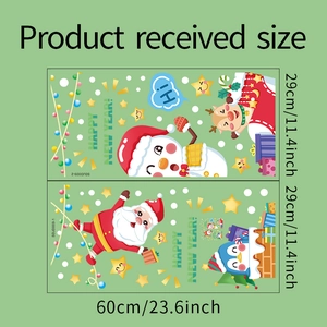 Detailed dimensions of Santa and Snowman Christmas window stickers in 29x60cm sheet size