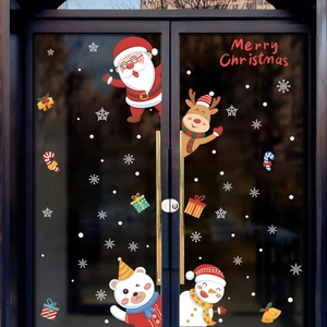 Christmas window stickers featuring Santa, reindeer and snowman for holiday decoration