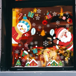 Adesivi natalizi per finestre con Babbo Natale e pupazzo di neve per decorazioni di casa