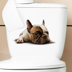 3D realistic French Bulldog toilet sticker for bathroom home wall decoration stickers