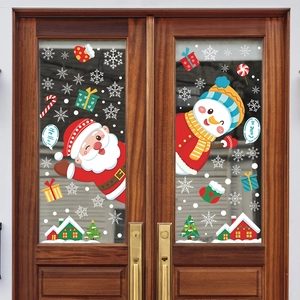 Adesivi per Finestre Natalizi Babbo Natale Pupazzo di Neve Fiocco di Neve Adesivi in PVC Riutilizzabili per Porte in Vetro Casa Decorazione