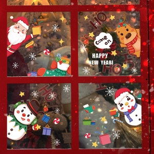 Stickers de Noël détaillés avec Père Noël, renne et bonhomme de neige sur vitre