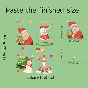 Christmas wall decal kit with Santa and snowman, dimensions 38x56cm for window decor