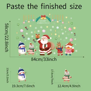 Size chart showing 58x84cm dimensions for Christmas cartoon wall decals and stickers