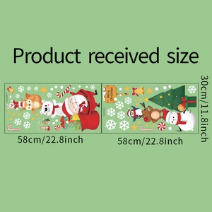 Details von zwei Weihnachts-Wandtattoos 30x58cm mit Weihnachtsmann und Rentier-Motiven