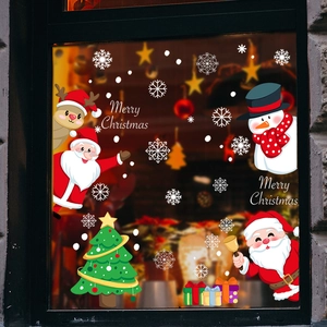 Christmas window stickers featuring Santa Claus, Snowman and Reindeer for home holiday decor