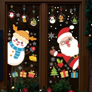 Festliche Weihnachtsfensterbilder mit Weihnachtsmann und Schneemann für die Wohndekoration