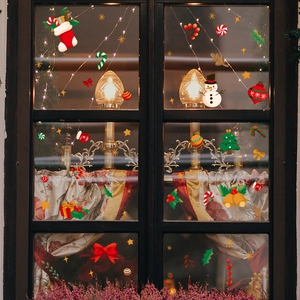 Autocollants de Noël avec bonhomme de neige et sapin pour décoration festive des vitres