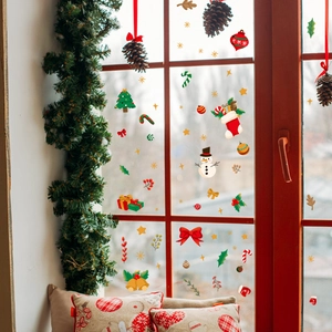 Stickers de Noël pour fenêtres avec bonhomme de neige et sapin pour décoration festive