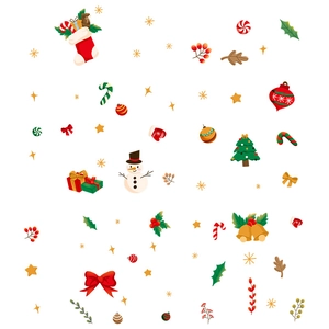 Stickers muraux de Noël avec bonhomme de neige et décorations festives