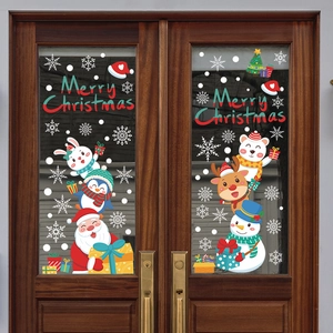 Stickers de Noël avec Père Noël, bonhomme de neige et animaux pour vitres