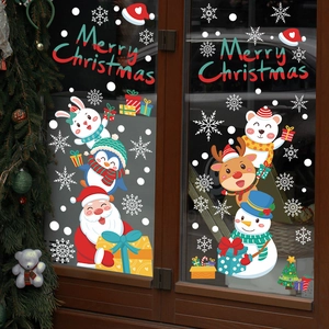 Stickers électrostatiques de Noël pour vitres avec Père Noël, rennes et bonhomme de neige