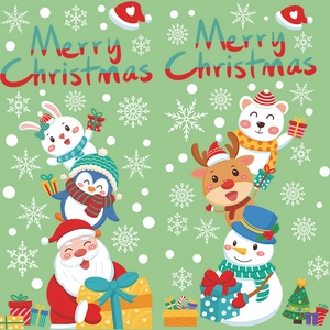 Stickers de Noël avec Père Noël, bonhommes de neige, rennes et animaux festifs
