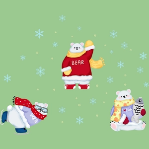 Christmas cartoon polar bear window stickers for holiday home wall decor with snowflakes