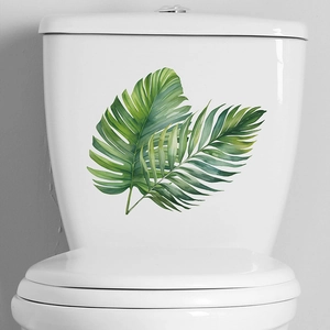 Waterproof tropical monstera leaf wall stickers for bathroom and toilet decoration