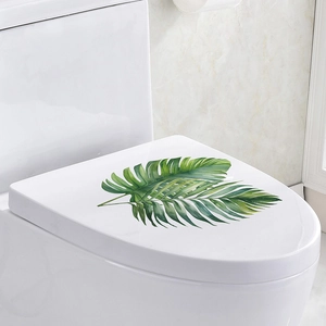 Watercolor green monstera leaves self-adhesive wall sticker for bathroom decor