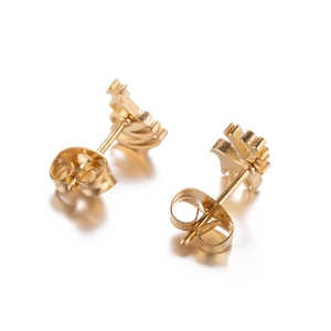 Minimalist gold reindeer stud earrings for women with a simple animal silhouette design