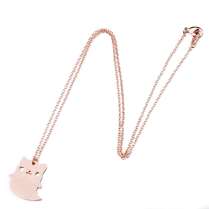 Collana con ciondolo a forma di fantasma in oro rosa, design cartoon e catena sottile