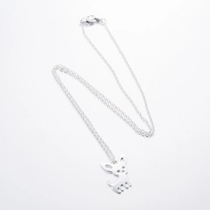 Minimalist silver stainless steel necklace featuring a cute Chihuahua dog puppy pendant