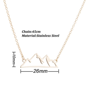 Gold mountain peak pendant necklace made of stainless steel with 45cm chain