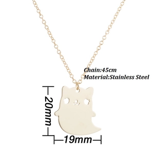 Collana in acciaio inossidabile dorato con ciondolo a gatto 20mm e catena 45cm