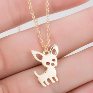 Stainless Steel Chihuahua Dog Pendant Necklace For Women Girls Cute Animal Pet Jewelry Gold Silver Plated Dog Lover Gift