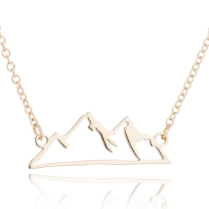 Minimalist Stainless Steel Hollow Mountain Peak Pendant Necklace For Women Outdoor Style Nature Valley Choker Jewelry Gift
