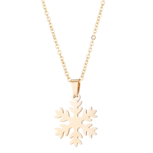 Detailansicht der eleganten goldenen Schneeflocke Halskette mit feiner Gliederkette