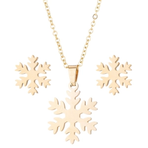 Elegantes goldenes Schmuckset mit Schneeflocken-Anhänger und Ohrsteckern für Damen