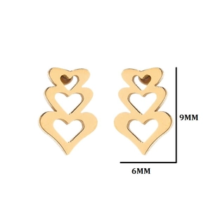 Boucles d'oreilles cœur dorées minimalistes avec triple motif cœur en 9 mm et 6 mm