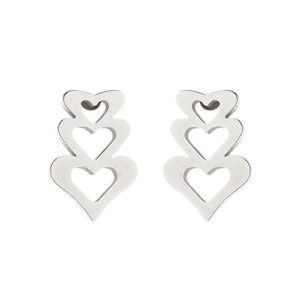 Boucles d'oreilles cœur en acier inoxydable argenté au design géométrique ajouré