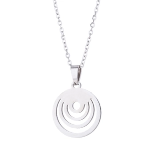 Collana minimalista in acciaio inossidabile argento con ciondolo tondo geometrico cavo