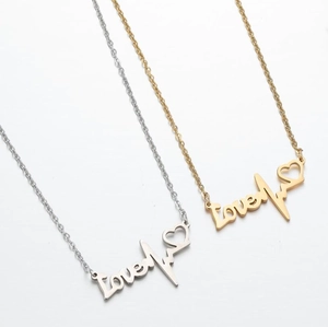 Minimalistische Herzschlag Liebe Anhänger Halskette aus Gold und Silber Edelstahl