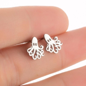 Pendientes de Botón de Acero Inoxidable con Forma de Pulpo para Mujer Joyería Minimalista con Forma de Animal Regalo de Moda Diaria