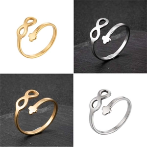 Simple Stainless Steel Infinity Cross Open Ring For Women Geometric Hollow Adjustable Finger Ring Fashion Jewelry Gift