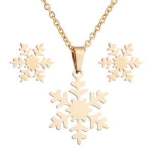 Elegantes Set aus goldener Schneeflocken-Halskette und Ohrringen als Wintergeschenk