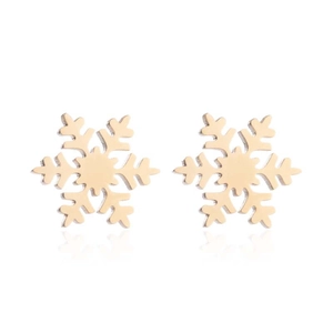 Elegante goldene Schneeflocken-Ohrstecker mit minimalistischem Design für Winter-Schmucksets