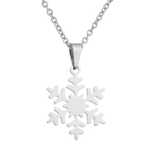 Minimalistische Schneeflocken Halskette in poliertem Silberstahl für Winterferien Geschenk