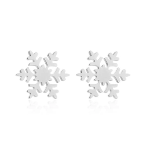 Polierte silberne Schneeflocken-Ohrstecker mit klassischem hexagonalem Design und Spiegelung