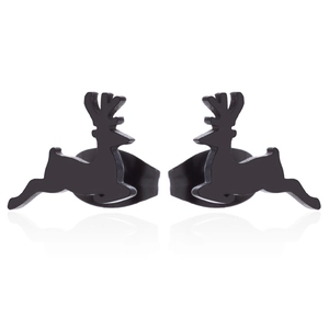 Boucles d'oreilles minimalistes en acier inoxydable noir mat en forme de cerf volant
