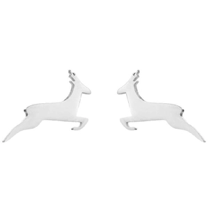 Boucles d'oreilles renne en acier inoxydable poli avec silhouette animale