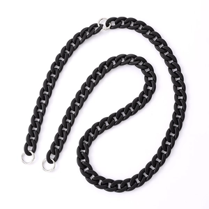 Lanière de téléphone en acrylique noir et longue bandoulière de rechange pour sac