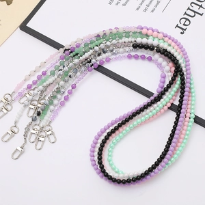 Crossbody phone charms with colorful natural stone pearls and silver lobster clasps