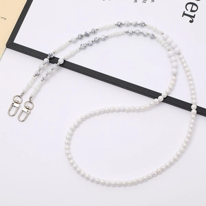 Creative beaded crossbody chain with natural stone beads and silver lobster clasps